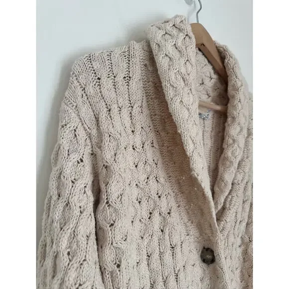 Anthropologie Pilcro Cable-Knit  Oversized Slouchy Cardigan in Cream XXS - Picture 5 of 10